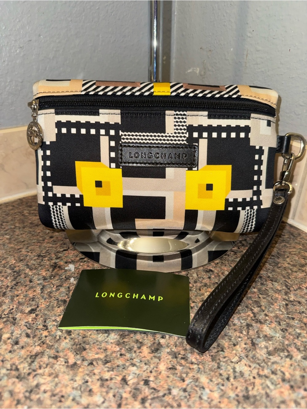 Longchamp Le Pliage Artwalk Geometric Wristlet Pouch